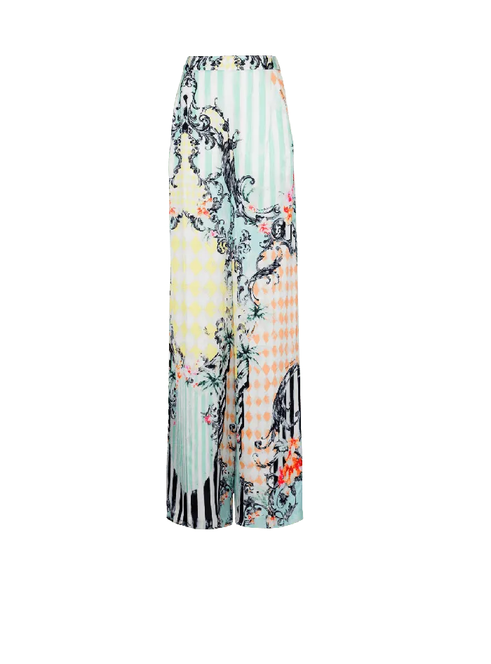 Balmain Trousers And Shorts Women Palazzo Trousers With Baroque Print Multicolor