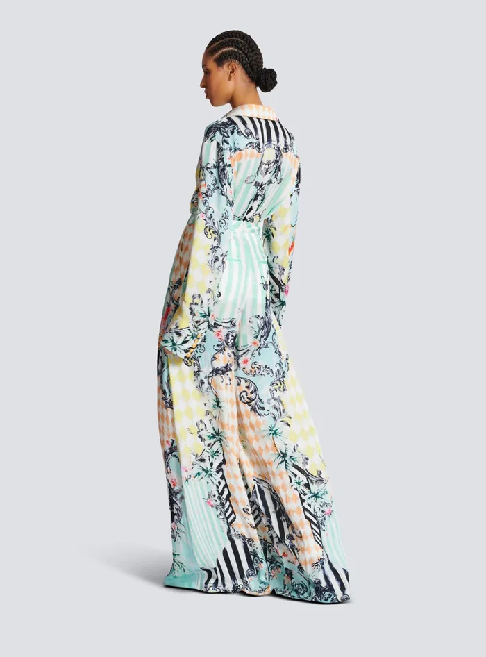 Balmain Trousers And Shorts Women Palazzo Trousers With Baroque Print Multicolor