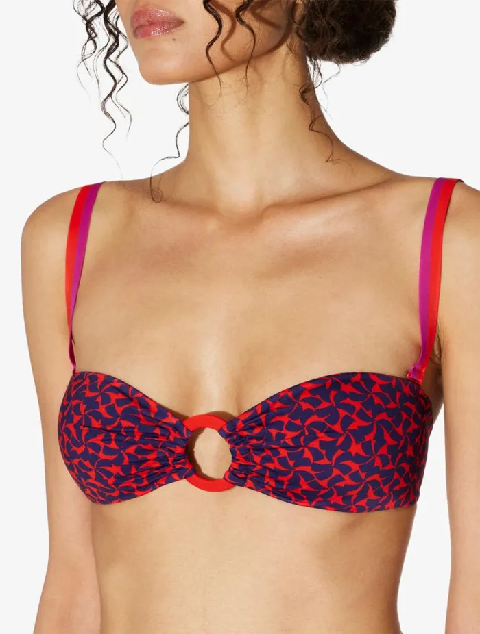 Bandeau Bikini Top In Red And Blue Swim La Perla Bikinis