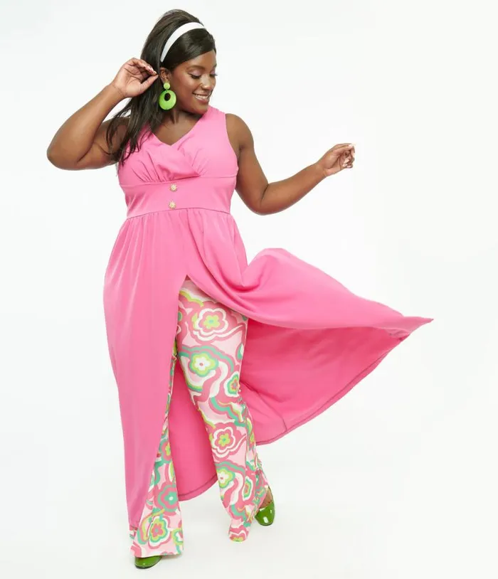 Barbie X Plus Size 1970s Pink Evening In House Coat ClothingPlus Unique Vintage Blouses