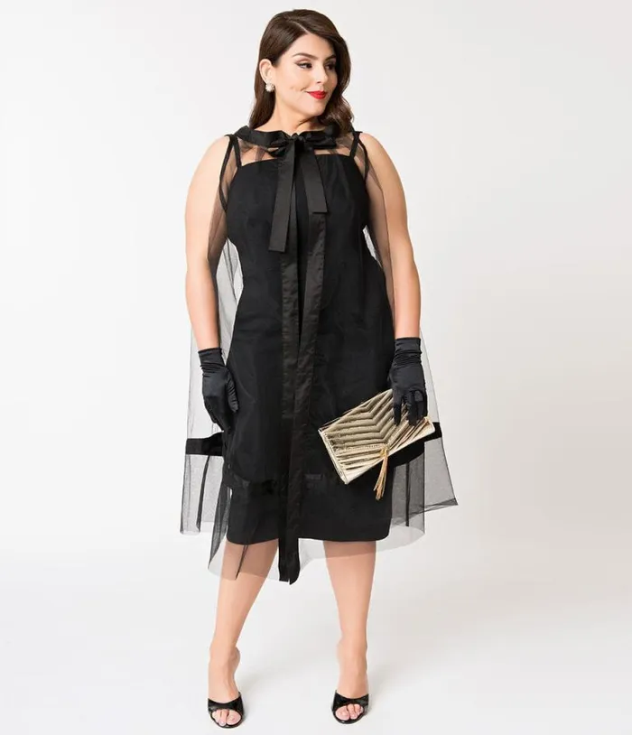 Barbie X Plus Size Black Magic Sheath Dress and Cape Set Dresses Unique Vintage Pencil