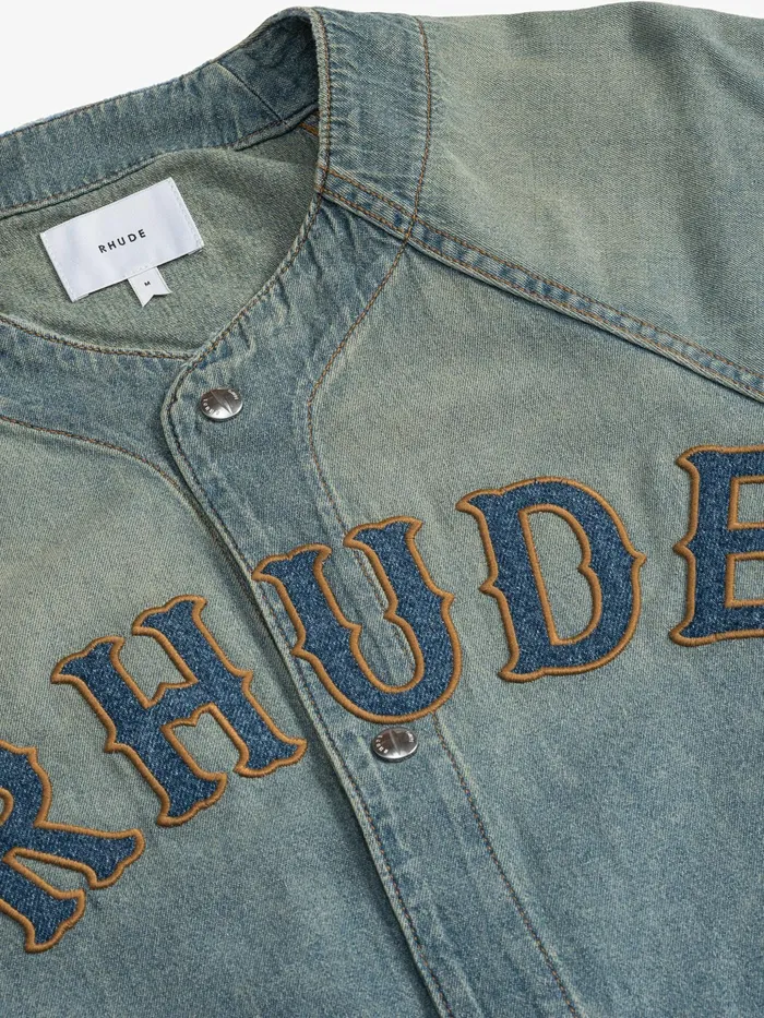BASEBALL DENIM SHIRT Men Rhude Denim BASEBALL DENIM SHIRT Men Rhude Denim