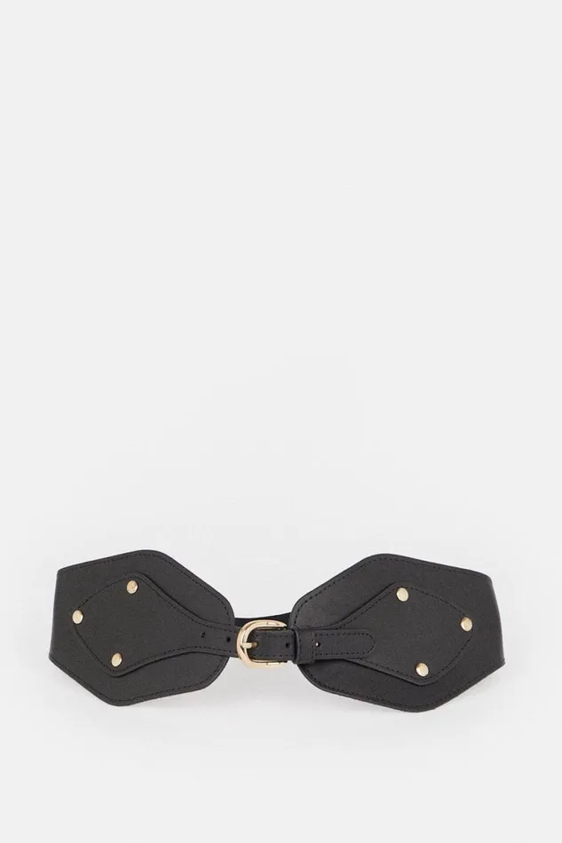 Belts Women Karen Millen Leather And Elastic Wide Waist Belt Black