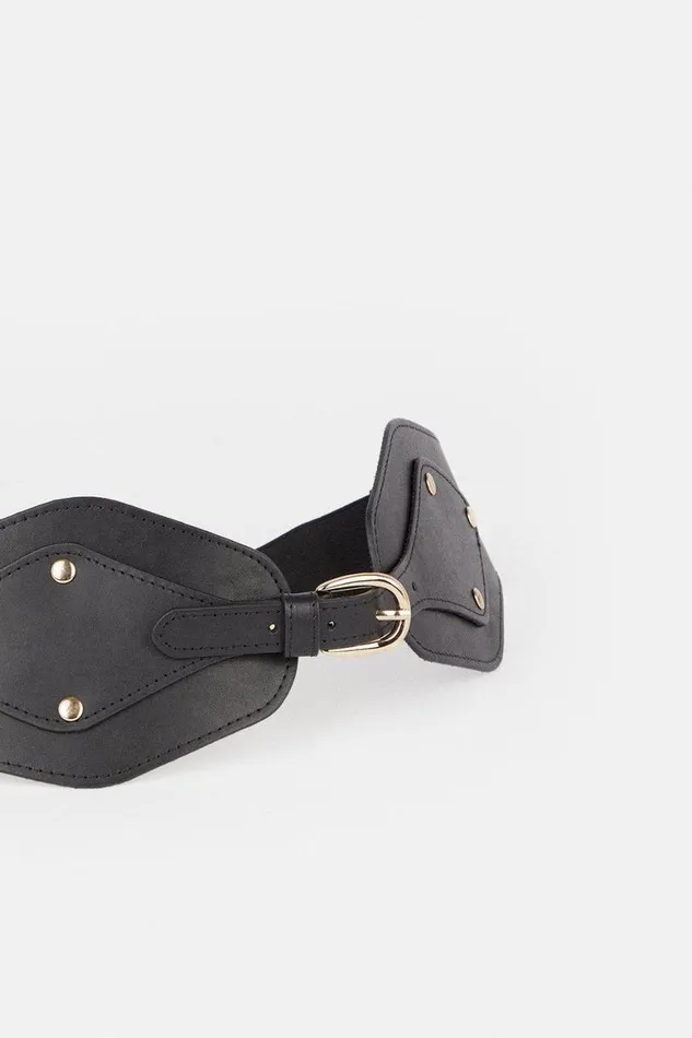 Belts Women Karen Millen Leather And Elastic Wide Waist Belt Black