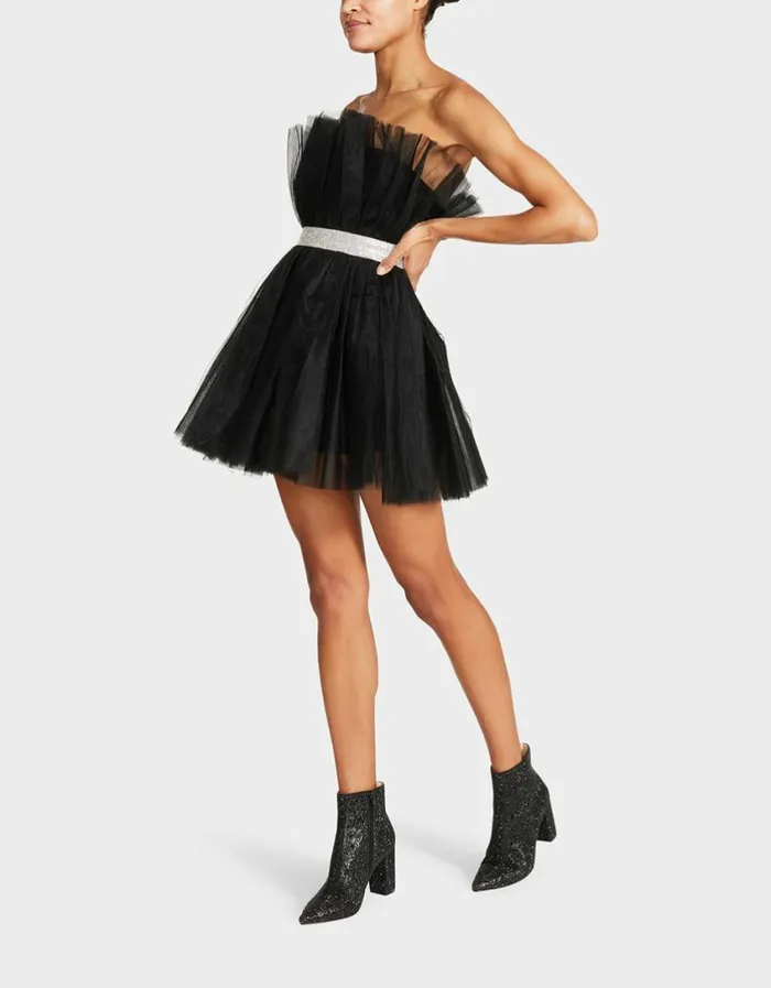 Betsey Johnson Women BETSEYS BLING TULLE DRESS BLACK Black