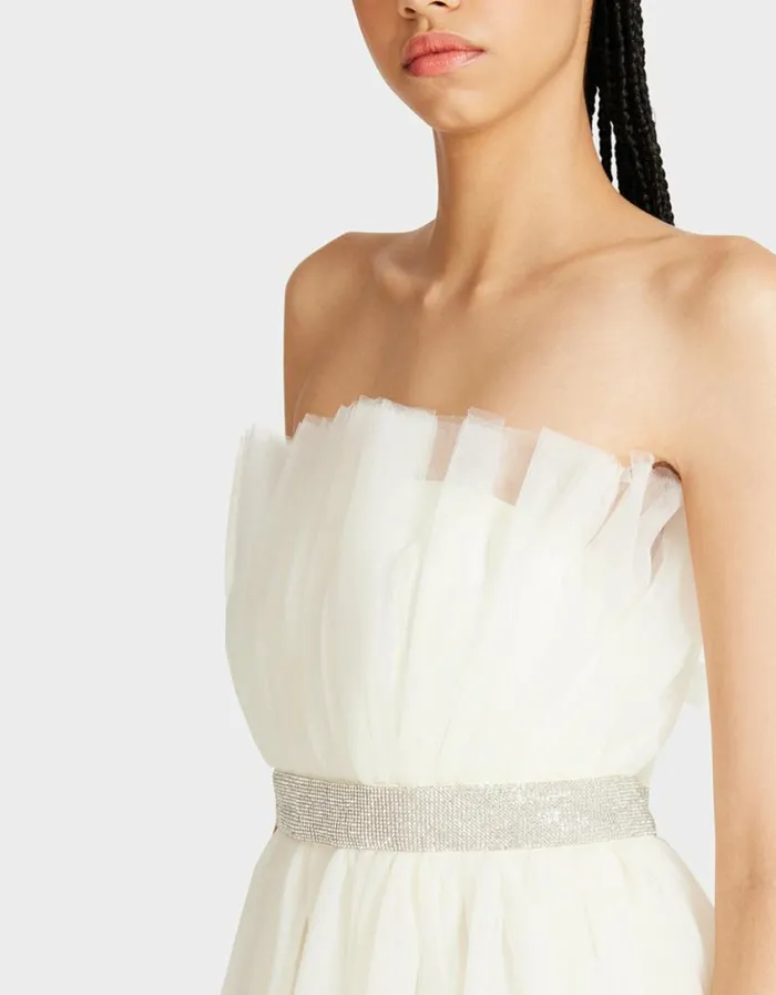 Betsey Johnson Women BETSEYS BLING TULLE DRESS CREAM Cream