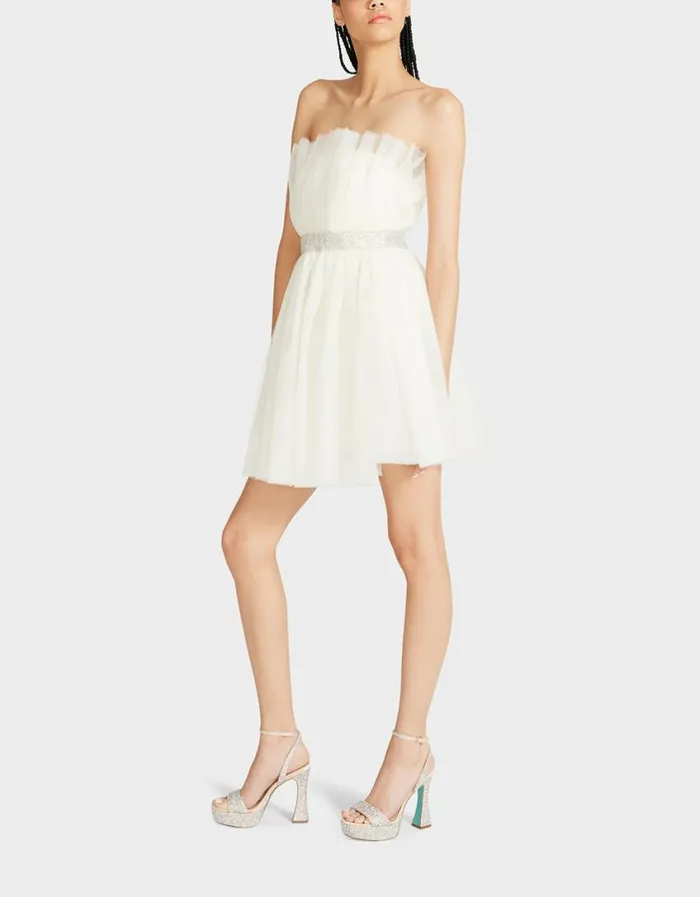 Betsey Johnson Women BETSEYS BLING TULLE DRESS CREAM Cream