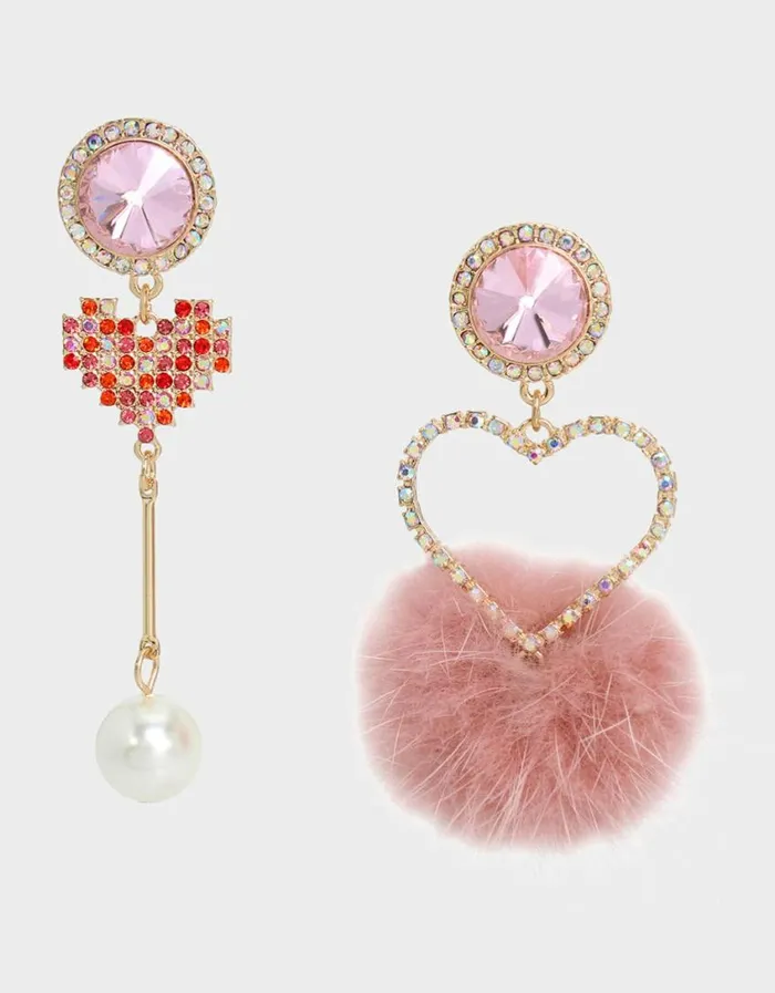Betsey Johnson Women DEAR BETSEY MISMATCH PUFF EARRINGS PINK