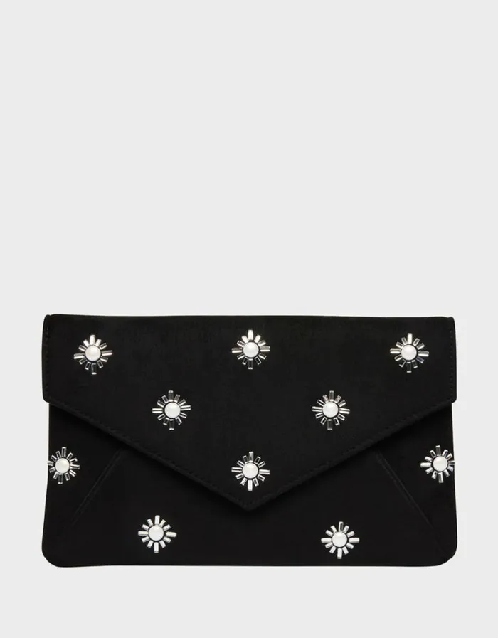 Betsey Johnson Women EMBELLISHED ENVELOPE CLUTCH BLACK