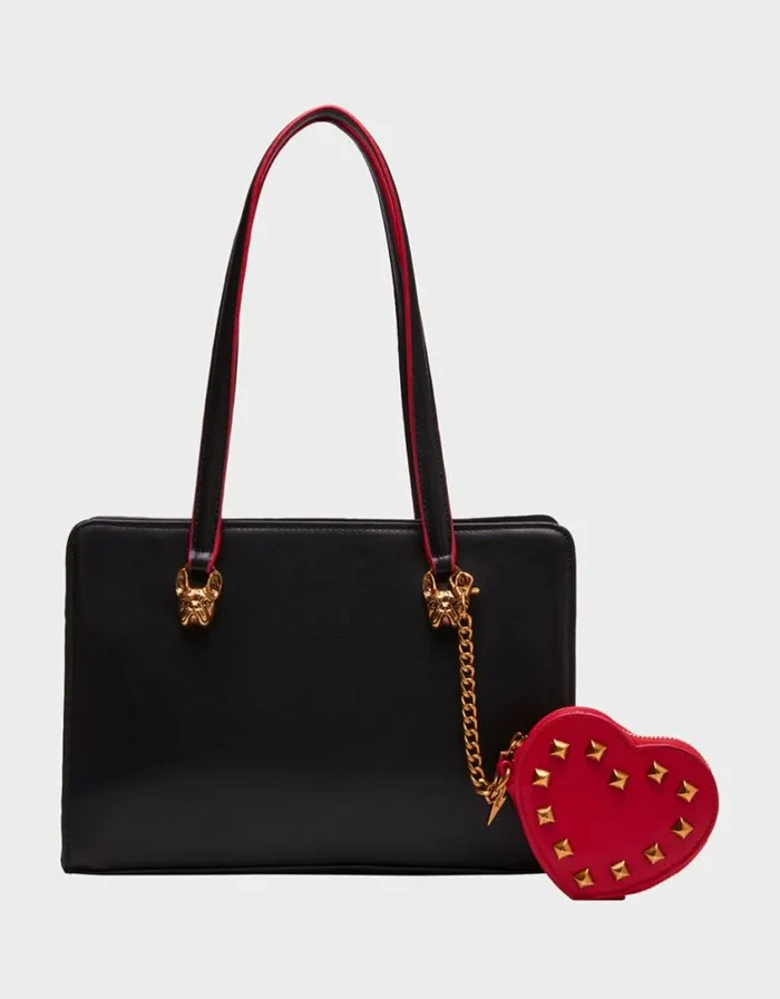 Betsey Johnson Women FRENCHIE 3 COMPARTMENT SATCHEL BLACK