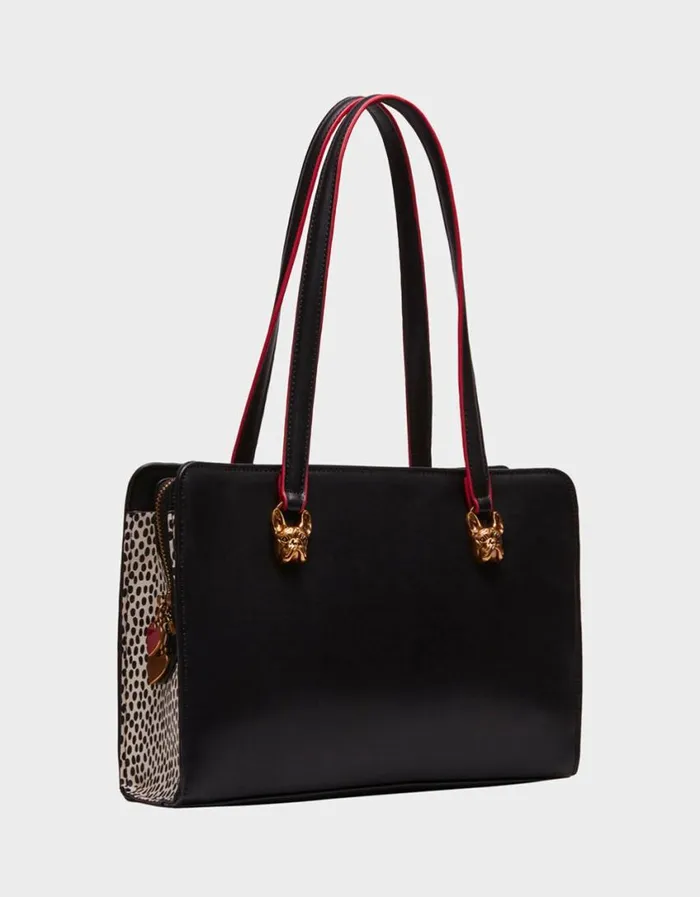 Betsey Johnson Women FRENCHIE 3 COMPARTMENT SATCHEL BLACK Betsey Johnson Women FRENCHIE 3 COMPARTMENT SATCHEL BLACK