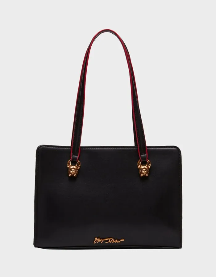 Betsey Johnson Women FRENCHIE 3 COMPARTMENT SATCHEL BLACK Betsey Johnson Women FRENCHIE 3 COMPARTMENT SATCHEL BLACK