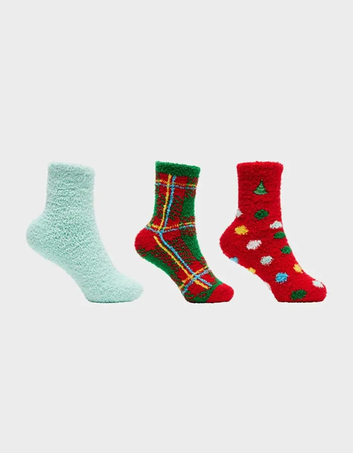 Betsey Johnson Women HOLIDAY TREE COZY THREE PACK MULTI