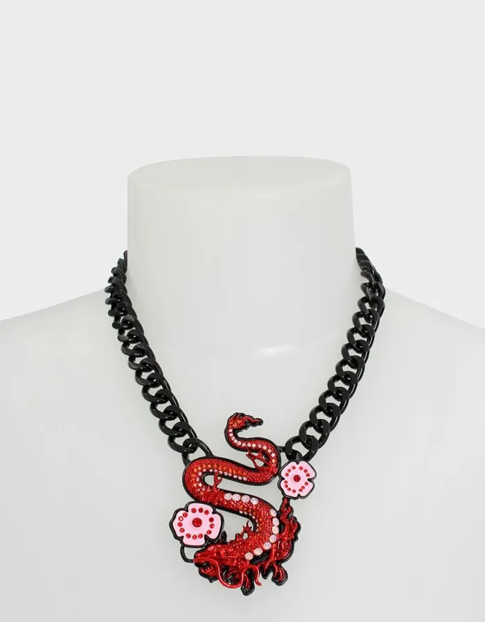 Betsey Johnson Women LOOK INTO YOUR HEART DRAGON PENDANT NECKLACE RED Betsey Johnson Women LOOK INTO YOUR HEART DRAGON PENDANT NECKLACE RED