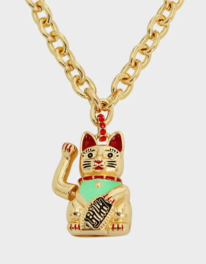 Betsey Johnson Women LUCKING OUT LUCKY CAT PENDANT NECKLACE RED
