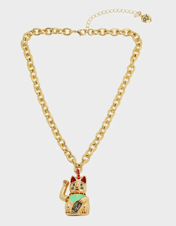Betsey Johnson Women LUCKING OUT LUCKY CAT PENDANT NECKLACE RED Betsey Johnson Women LUCKING OUT LUCKY CAT PENDANT NECKLACE RED
