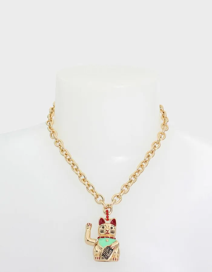 Betsey Johnson Women LUCKING OUT LUCKY CAT PENDANT NECKLACE RED Betsey Johnson Women LUCKING OUT LUCKY CAT PENDANT NECKLACE RED