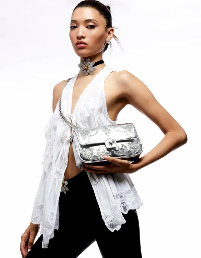 Betsey Johnson Women RODEO RHINESTONES FLAP BAG SILVER Silver Betsey Johnson Women RODEO RHINESTONES FLAP BAG SILVER Silver