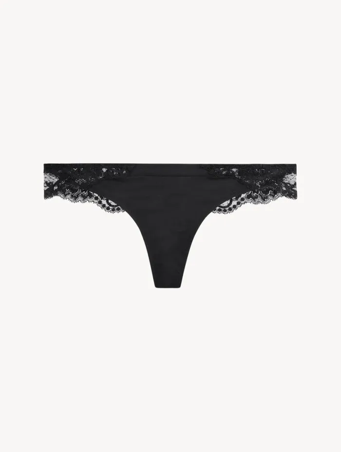 Black Cotton Thong Lingerie La Perla G String and Thong