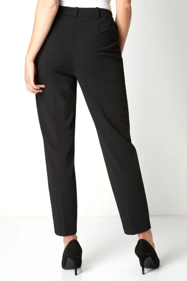 Black Long Straight Leg Stretch Trouser Women Roman Trousers