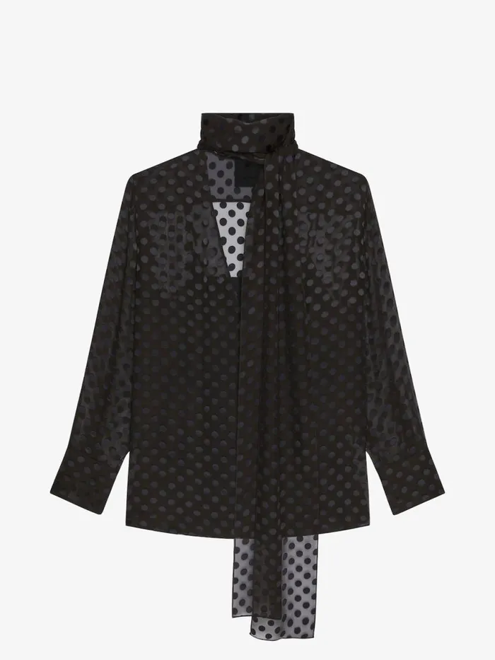 Blouse In Polka Dots Dvor Satin With Lavallire Black Women Givenchy Tops and Shirts