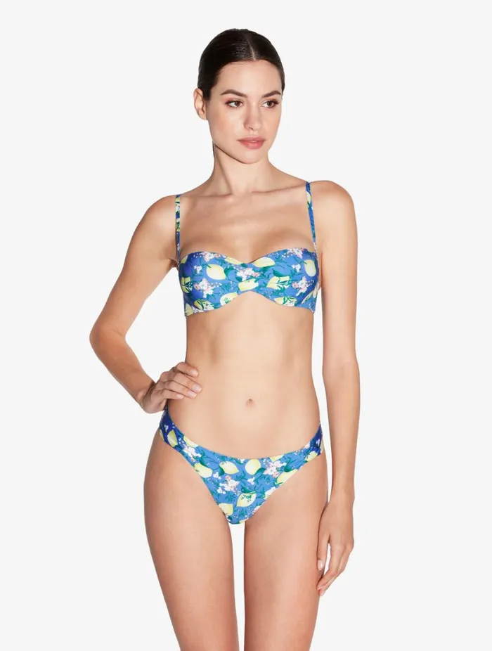 Blue Printed Bikini Brief With Pleat Detailing Swim La Perla Bikinis