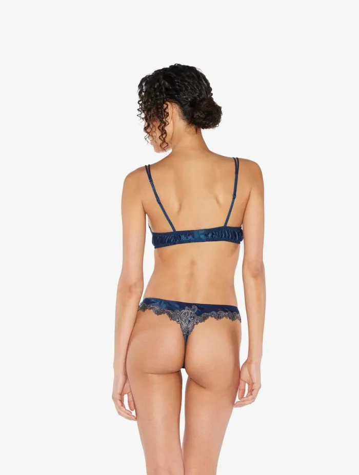 Blue Silk Pushup Bra With Frastaglio Lingerie La Perla Padded