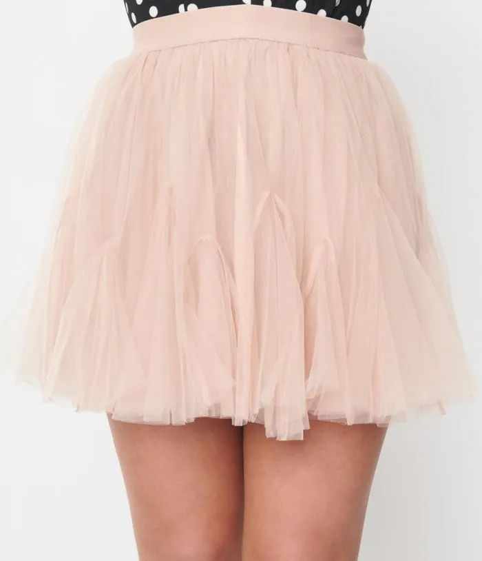 Blush Pink Pleated Tulle Skirt Clothing Unique Vintage Skirts