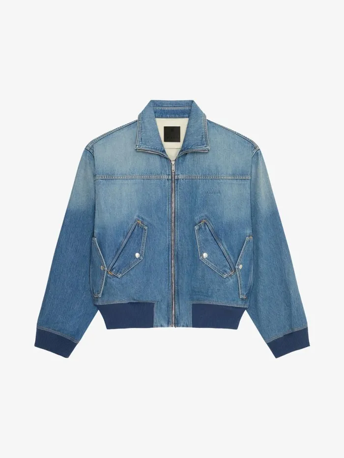 Bomber Jacket In Denim Medium Blue Men Givenchy Coats and Jackets