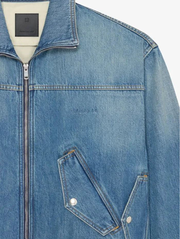 Bomber Jacket In Denim Medium Blue Men Givenchy Coats and Jackets