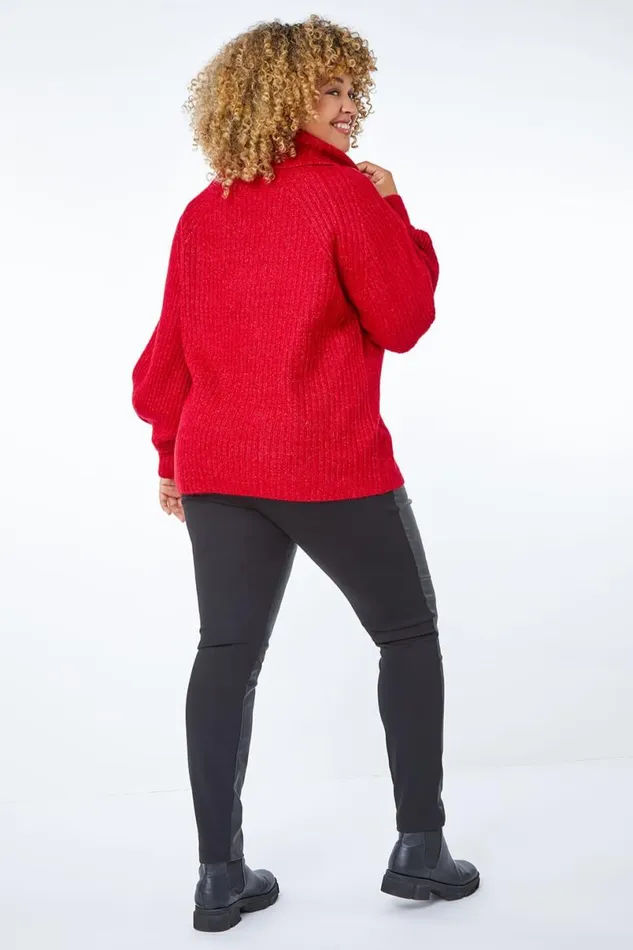 Bordeaux Curve Longline Turtle Neck Jumper Women Roman Knitwear