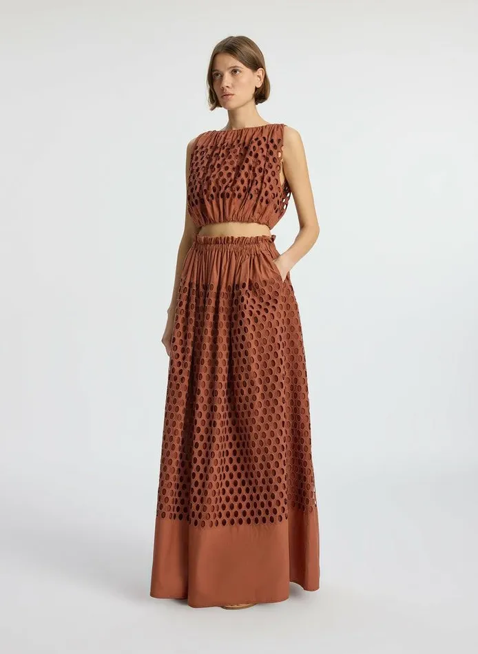 Bottoms Women ALC Flora Eyelet Maxi Skirt Sequoia Bottoms Women ALC Flora Eyelet Maxi Skirt Sequoia
