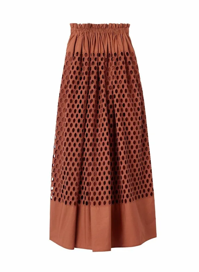 Bottoms Women ALC Flora Eyelet Maxi Skirt Sequoia Bottoms Women ALC Flora Eyelet Maxi Skirt Sequoia