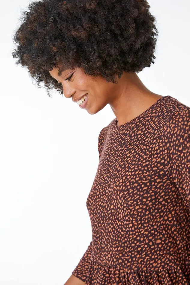Bronze Leopard Print Stretch Dress Women Roman Dresses