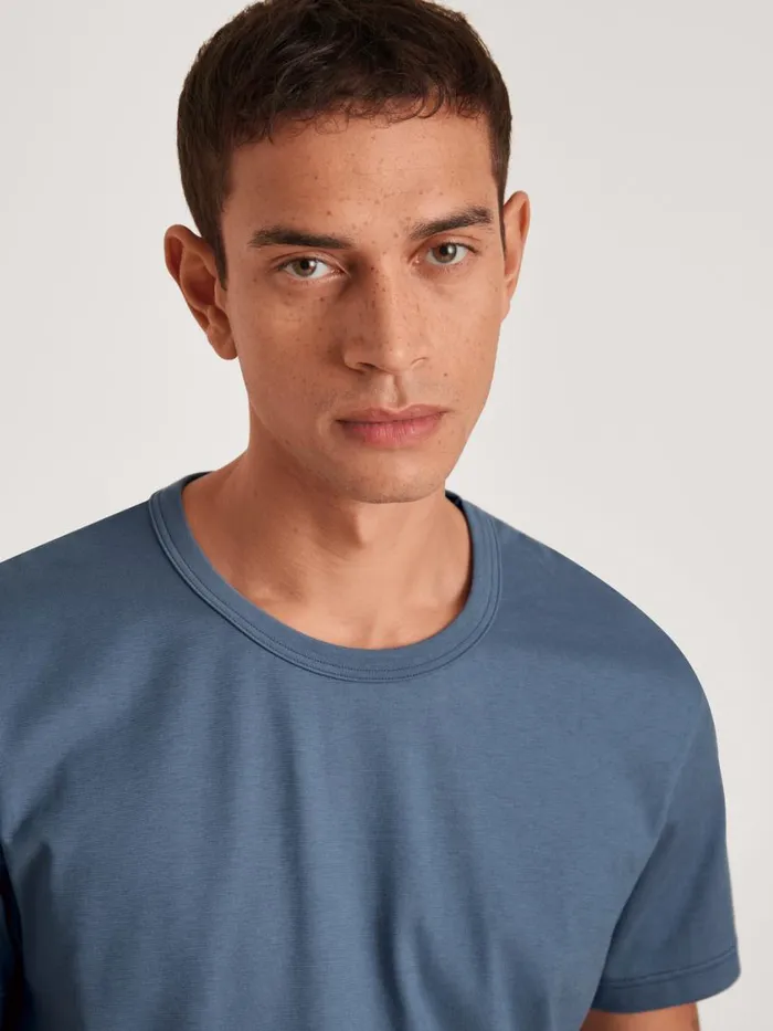 CALIDA Pyjama Tops Men Shirt Short Sleeve Vintage Indigo