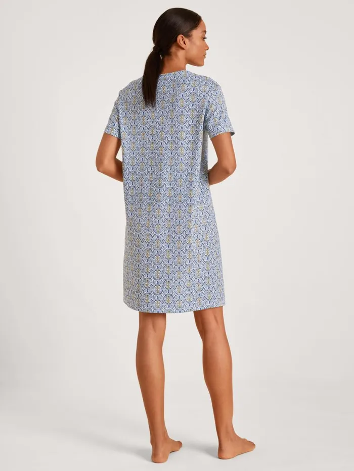 CALIDA Show All Women Short Sleeve Nightdress Length 95cm Placid Blue