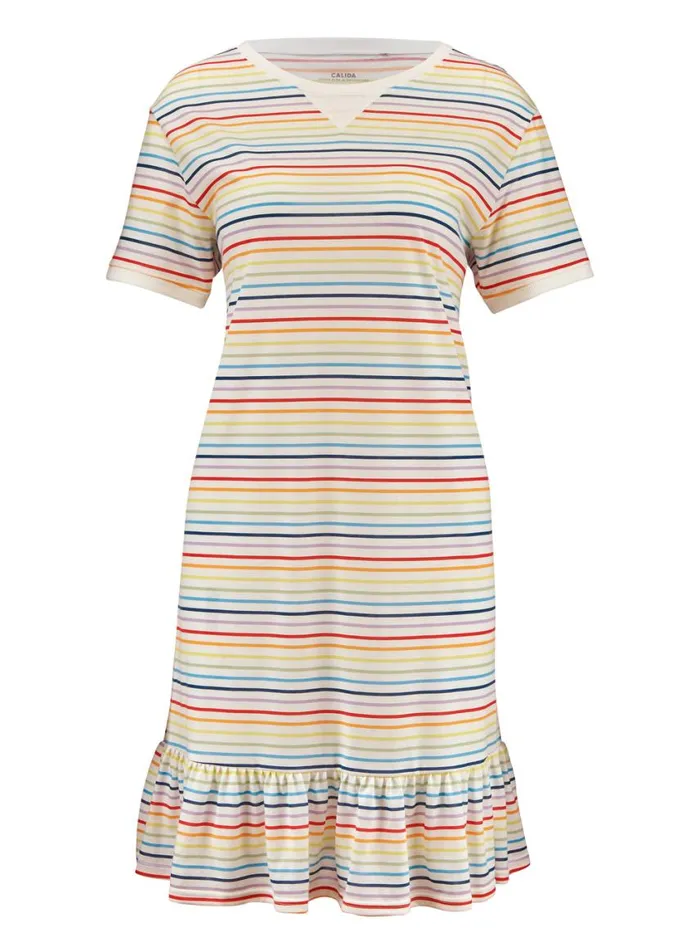 CALIDA Show All Women Short Sleeve Nightdress Length 95cm Star White