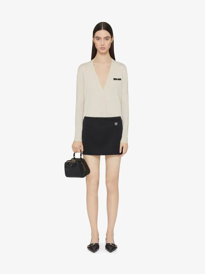 Cardigan In Wool With 4g Bow Detail Eggshell Women Givenchy Sweaters