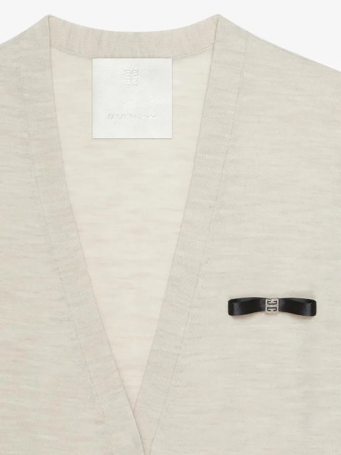 Cardigan In Wool With 4g Bow Detail Eggshell Women Givenchy Sweaters