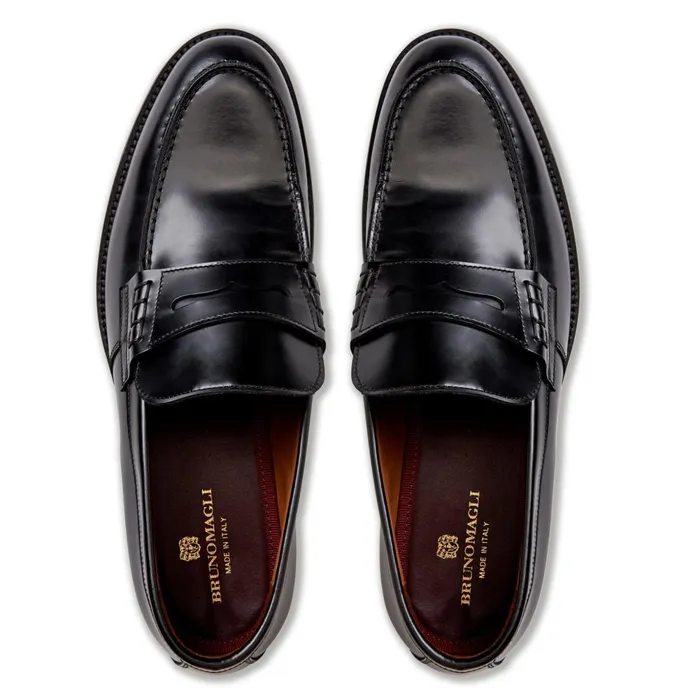 Carter Casual Loafer Black Leather Men Bruno Magli Loafers and Slipons
