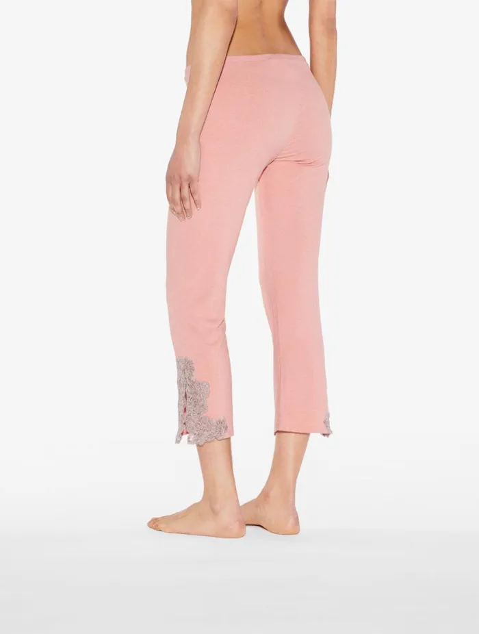 Cashmere Blend Ribbed Trousers In Blush Clay With Frastaglio Sleepwear La Perla Pajamas
