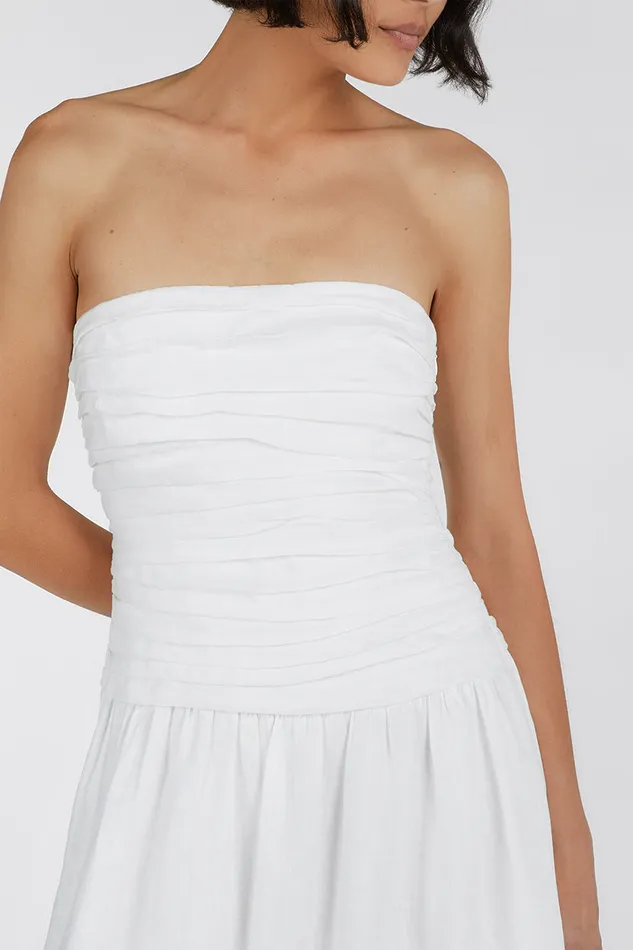CATANIA WHITE LINEN STRAPLESS DRESS Women DISSH White Dresses