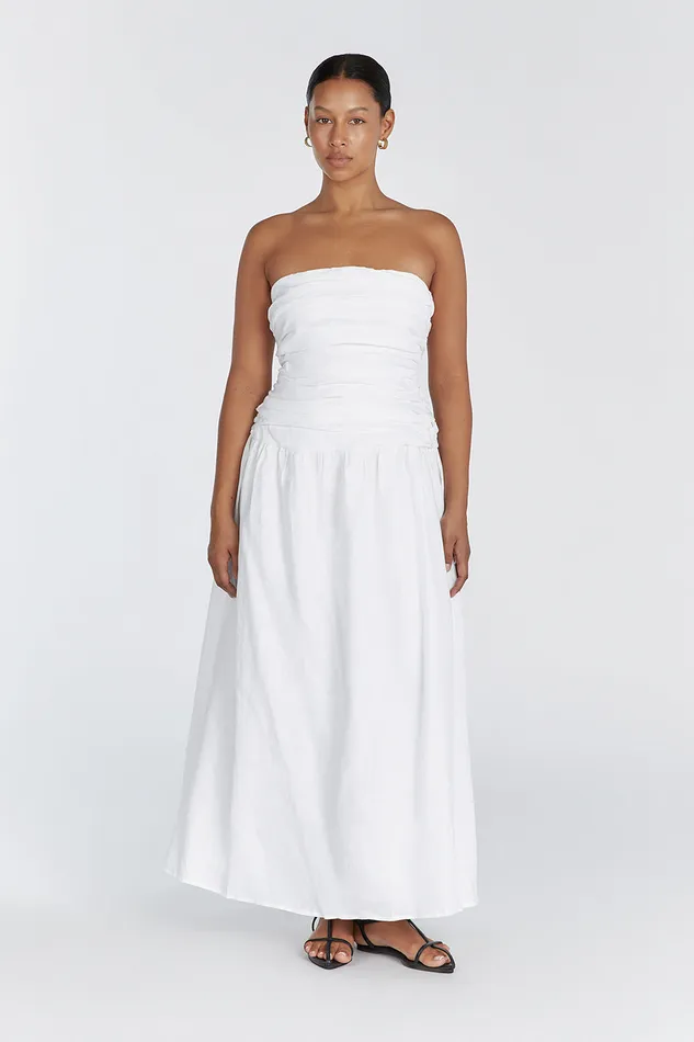 CATANIA WHITE LINEN STRAPLESS DRESS Women DISSH White Dresses