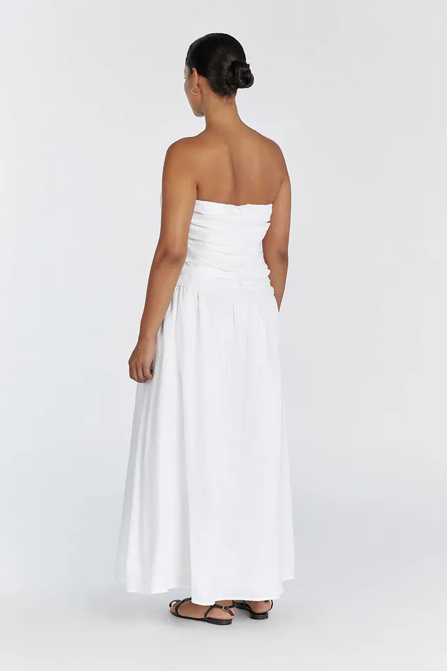 CATANIA WHITE LINEN STRAPLESS DRESS Women DISSH White Dresses