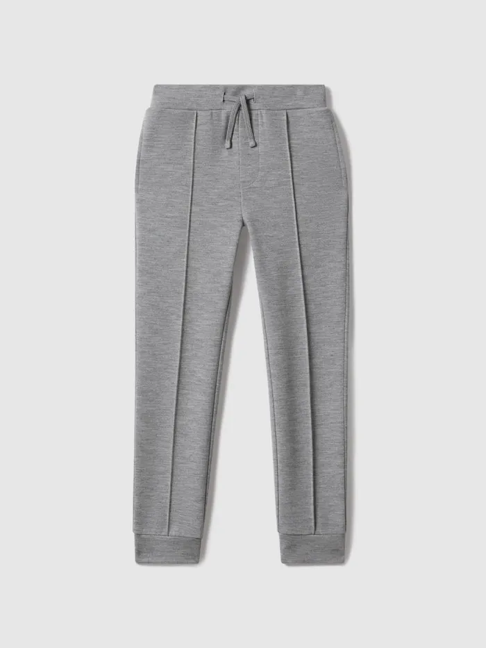 Children Reiss CoOrds Premier Interlock Jersey Drawstring Joggers Soft Grey