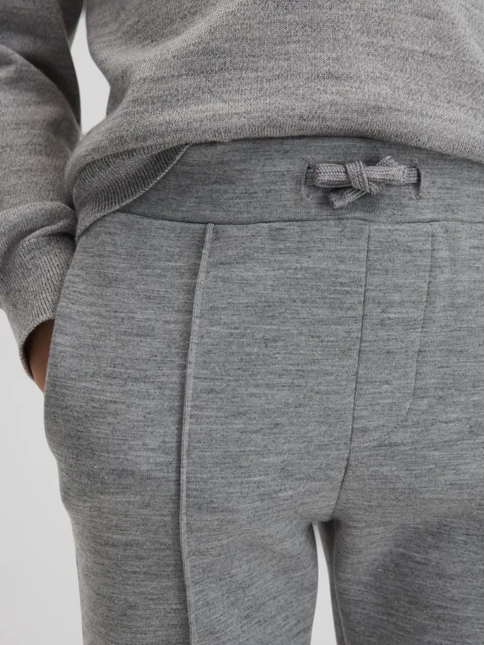 Children Reiss CoOrds Premier Interlock Jersey Drawstring Joggers Soft Grey