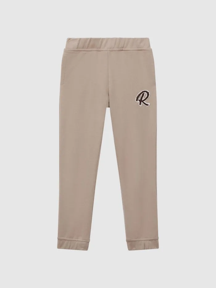 Children Reiss CoOrds Toby Garment Dyed Logo Joggers Taupe