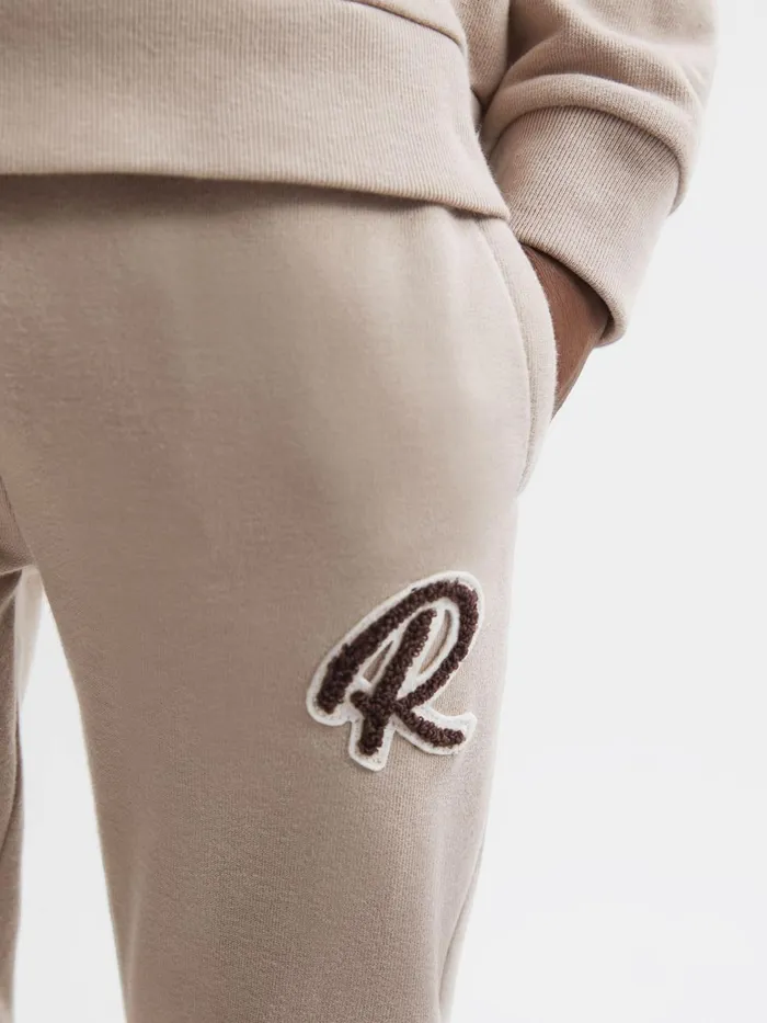 Children Reiss CoOrds Toby Garment Dyed Logo Joggers Taupe