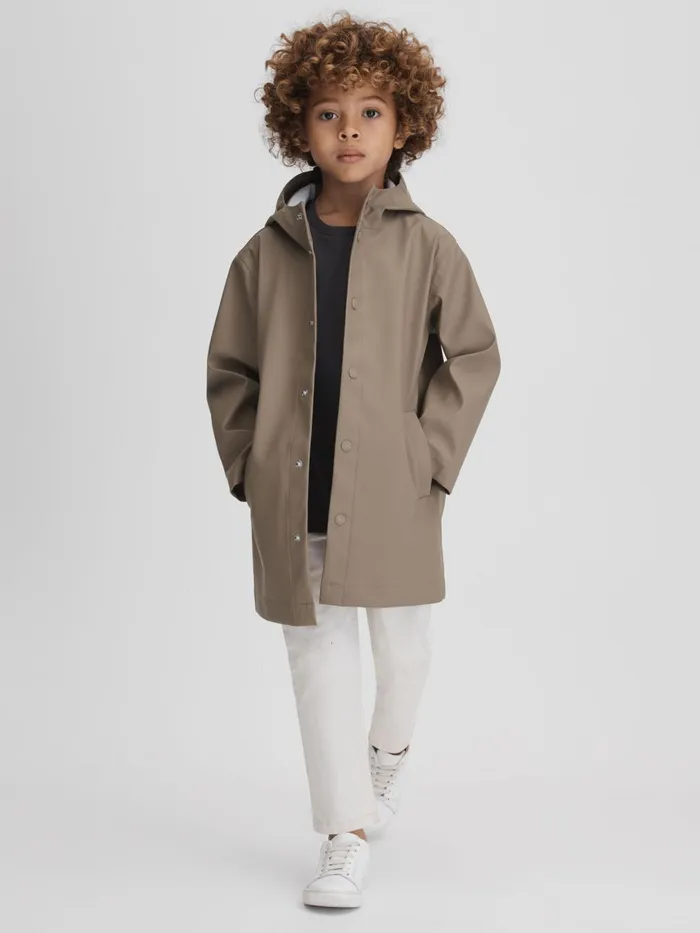 Children Reiss Coats and Jackets Eero Water Repellent Hooded Coat Stone