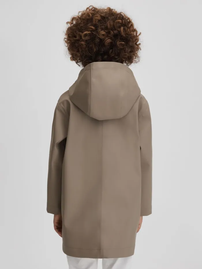Children Reiss Coats and Jackets Eero Water Repellent Hooded Coat Stone